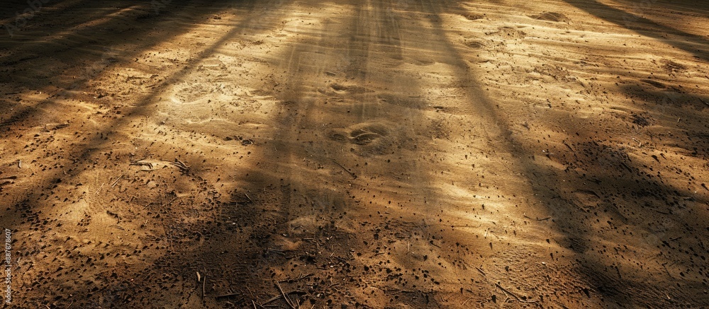 Poster focus on sandy ground with shadowy areas providing copy space image