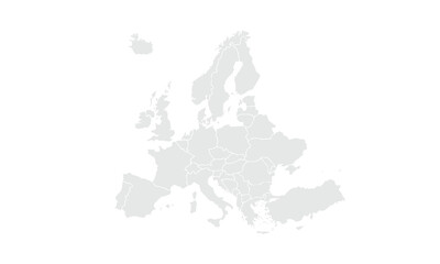 Europe map Grayscale,isolated on white background for website layouts,background,education, precise,customizable,Travel worldwide,map silhouette backdrop,earth geography, political,reports.