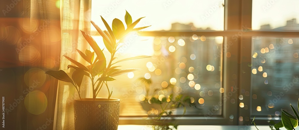 Aufkleber Available copy space image with sunlit ambiance against a soft blurred window backdrop for customization