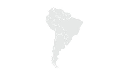 Map of south america Grayscale,isolated on white background for website layouts,background,education, precise,customizable,Travel worldwide,map silhouette backdrop,earth geography, political,reports.