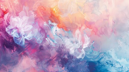 Fototapeta premium Bold colors and brush strokes with subtle floral motifs as background
