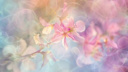 Obraz premium Swirls of pastel colors with bokeh and floral impressions