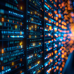 A futuristic background with glowing spots evokes a sense of technology and communication in the digital world