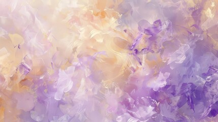 Fototapeta premium Pastel purple and yellow abstract background featuring dynamic strokes and floral shapes