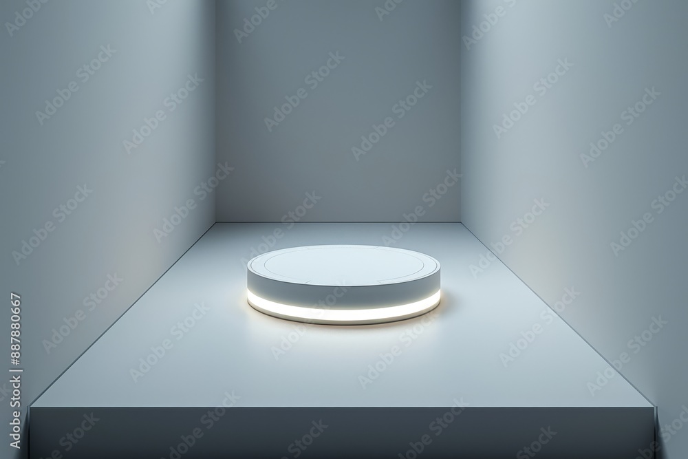 Poster minimalist light installation with geometric shapes, creating a modern and elegant visual effect in 