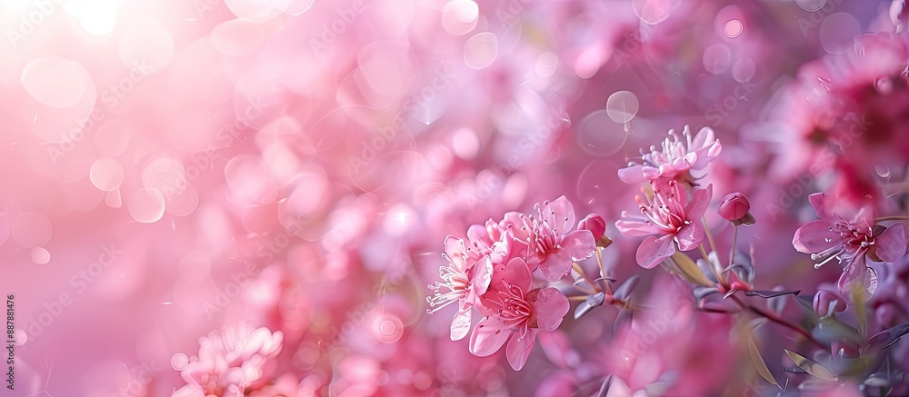 Aufkleber Romantic pink flowers background with color filters creating a beautiful copy space image