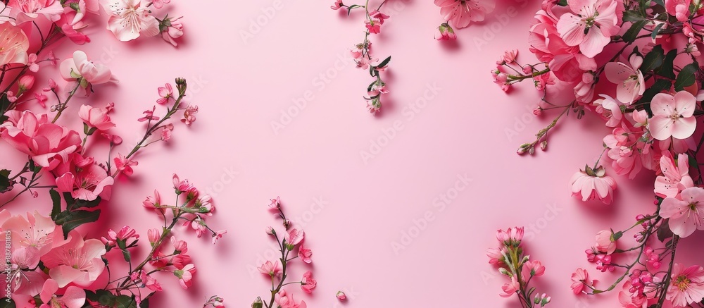 Leinwandbilder a pink floral arrangement on a soft pink backdrop embodying a spring or summer theme the layout feat