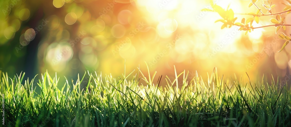 Poster green grass background with copy space image
