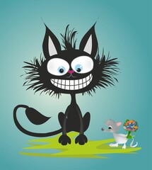 funny composition with cat and mouse