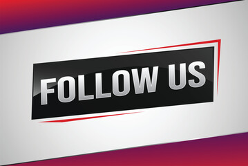 Follow us word text concept icon logo sign symbol vector note memo 3d best big sale style for use landing page, template, note, web, mobile app, poster, banner, flyer, speak, gift card, coupon

