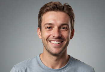 Fototapeta premium Portrait view of a regular happy smiling Australia man, ultra realistic, candid, social media, avatar image, plain solid background