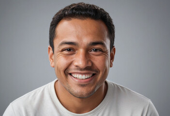 Obraz premium Portrait view of a regular happy smiling Samoa man, ultra realistic, candid, social media, avatar image, plain solid background