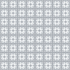 Seamless, Elegant Grey Floral Tile Pattern.repeating grey and white, symmetrical motifs, traditional ceramic tiles, timeless and refined charm.