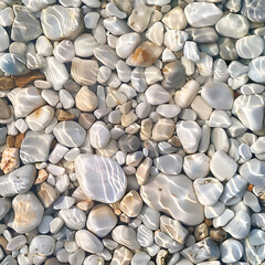 An image of pebbles under a clear stream.