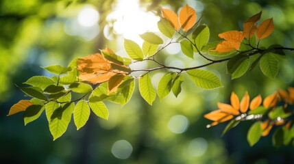 Obraz premium Sunlight filtering through leaves in spring