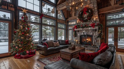 Cozy Rustic Christmas Living Room