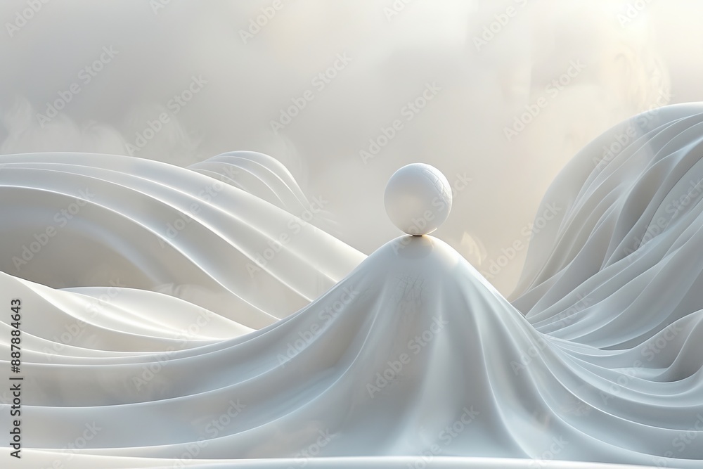 Poster abstract wave sculpture in a modern setting, creating a dynamic and elegant visual effect with fluid