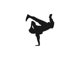 street dance different postures. Teenagers, Young girl and boy dancing street dance, hip hop at party or night club. Dancing street dance silhouettes in urban style on white background. 