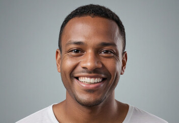 Portrait view of a regular happy smiling Suriname man, ultra realistic, candid, social media, avatar image, plain solid background