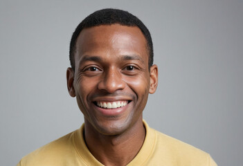 Obraz premium Portrait view of a regular happy smiling Guyana man, ultra realistic, candid, social media, avatar image, plain solid background