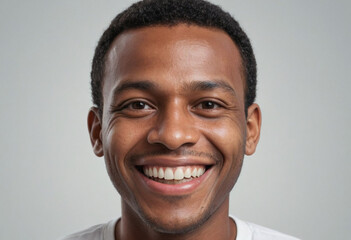 Obraz premium Portrait view of a regular happy smiling Suriname man, ultra realistic, candid, social media, avatar image, plain solid background