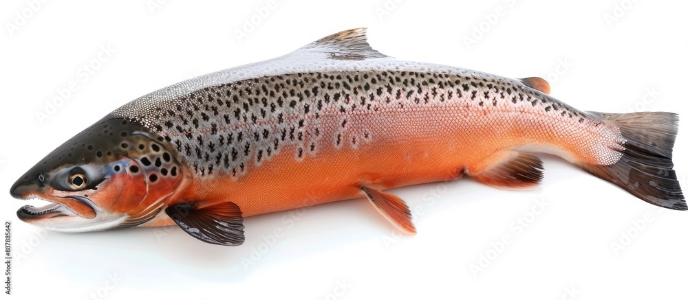 Poster Salmon fish with pricing displayed in clear view on a white background in a copy space image