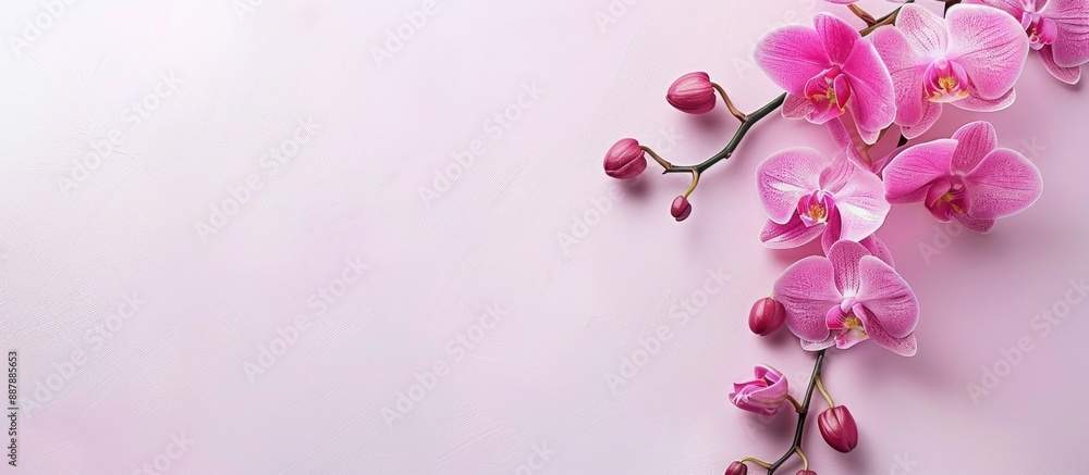 Aufkleber Pink orchid on a blank background with space for text or other elements commonly referred to as a copy space image