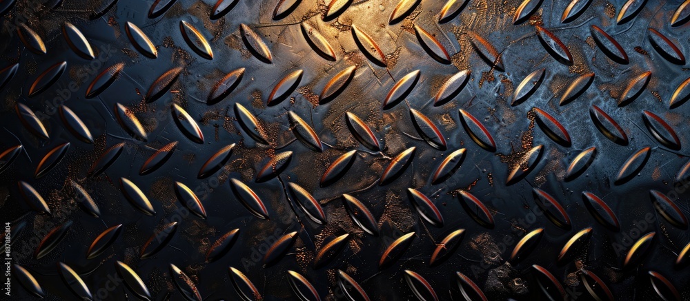 Poster industrial background with diamond plate texture and copy space image