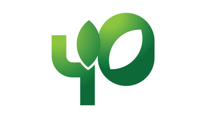 40 Leaf Logo Number Green Simple Nature