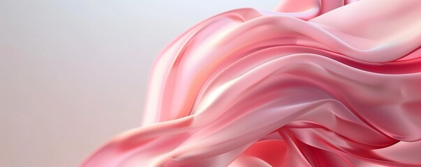 Fototapeta premium Abstract background with silk fabric effect. Textile sliding pleats. Backdrop for design with copy space. Banner, border