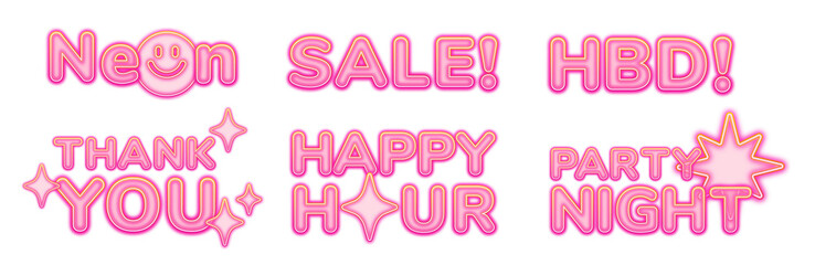 Neon words png on transparent background