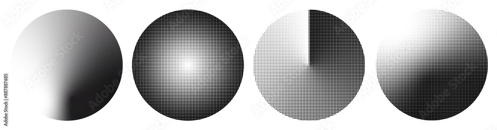 Poster round shape halftone effect set