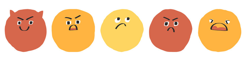 Face emoticon doodle icon set