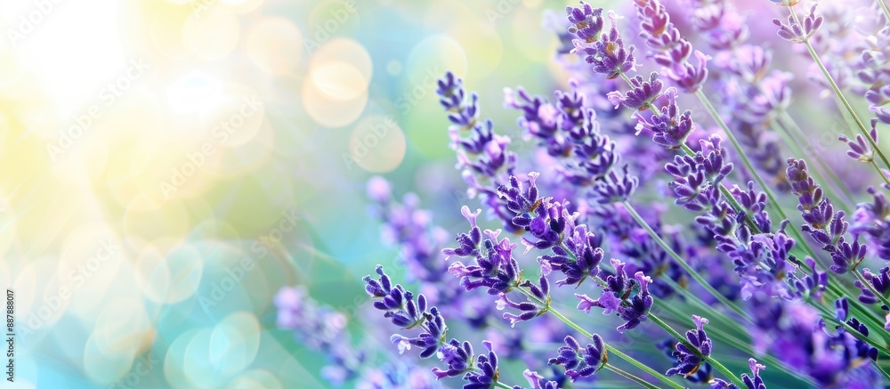 Leinwandbilder Close up of lavender in bloom in a field with ample copy space image