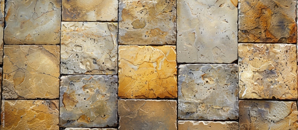 Poster Stone tile pattern background with complimentary copy space image for product placement or ad design