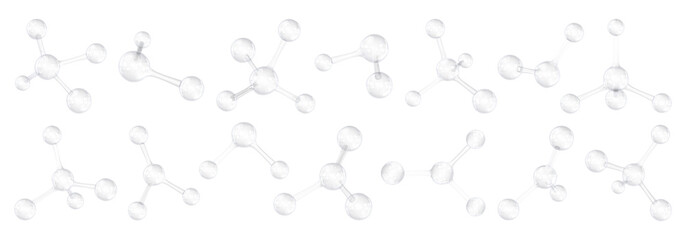 PNG 3D transparent clear molecule  cut out element set