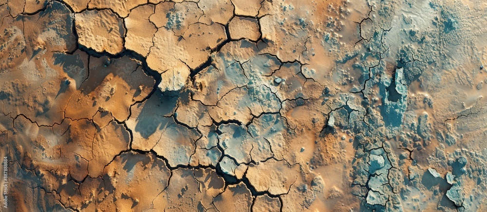 Poster Close up view of a texture illustrating a water shortage with copy space for an image