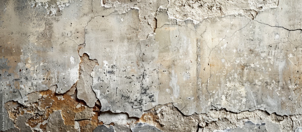 Aufkleber Old weathered walls with cracked paint and uneven plaster create a rustic backdrop with a blank space for your text or image. with copy space image. Place for adding text or design