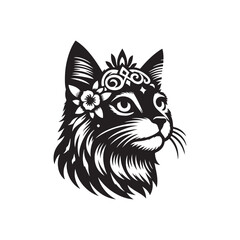 Cat head Silhouette vector eps