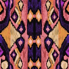 Ethnic abstract art ikat. Seamless ornamental print. Geometric ethnic pattern seamless color oriental. Design for background, curtains, carpets, wallpaper, clothes, packaging, batik.