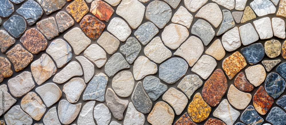 Poster Mosaic made of marble stones creating a textured pattern with copy space image