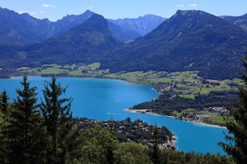 Wolfgangsee mountain lake in Austria