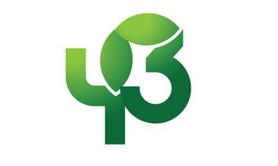 43 Leaf Logo Number Green Simple Nature