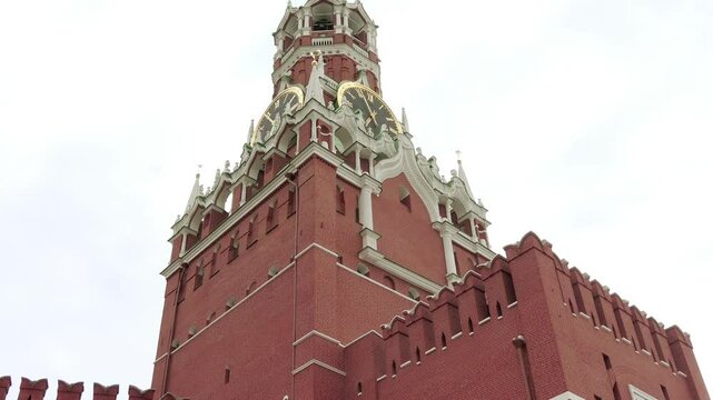 Spasskaya Tower (Spasskaya Bashnya), translated as Saviour Tower, is the main tower on the eastern wall of the Moscow Kremlin which overlooks Red Square, Russian Federation.