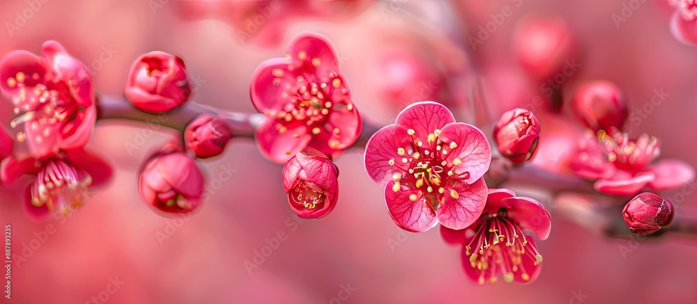 Leinwandbilder plum blossoms at their peak blooming stage creating a captivating display in a copy space image
