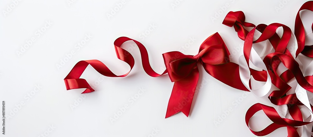 Aufkleber vibrant red and white ribbons tied with a bow on a white background perfect for copy space image