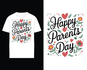 Happy Parents Day in elegant cursive calligraphy tshirt design template