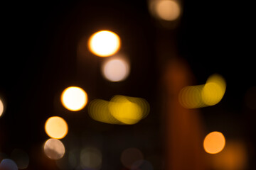 Abstract circular bokeh background of city night light, defocused