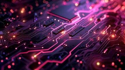 Obraz premium Futuristic Circuit Board with Glowing Lights