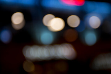 Abstract circular bokeh background of city night light, defocused